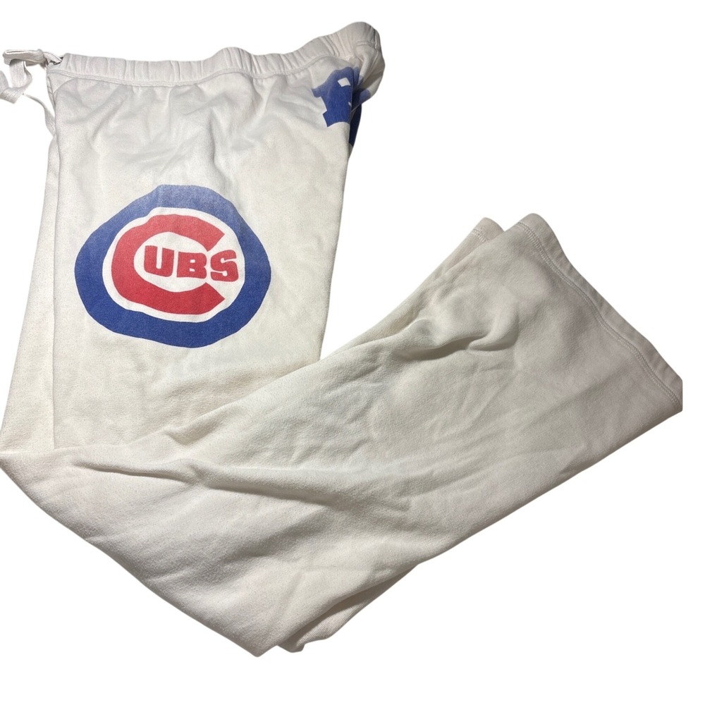 RARE PINK Victoria's Secret Chicago Cubs rMLB Sweatpants White Wide Leg Small